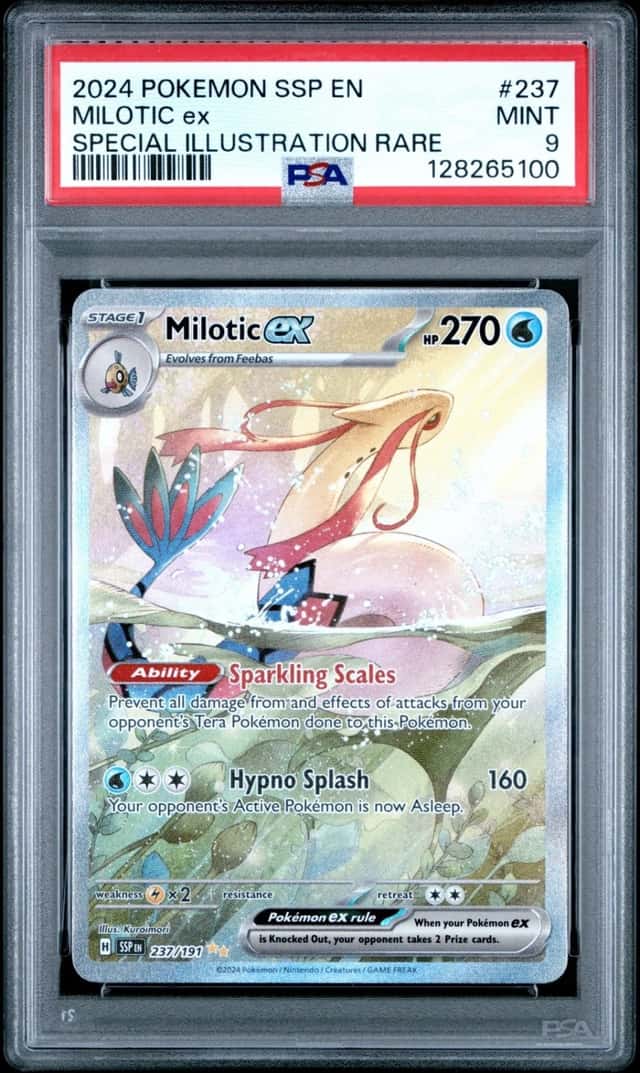 2024 POKEMON SSP EN-SURGING SPARKS SPECIAL ILLUSTRATION RARE MILOTIC EX PSA 9