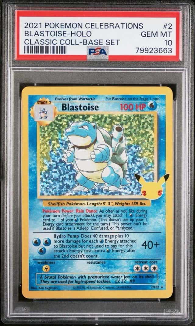 2021 Pokémon #2 Blastoise Holo Classic Collection Base Set Celebrations PSA 10