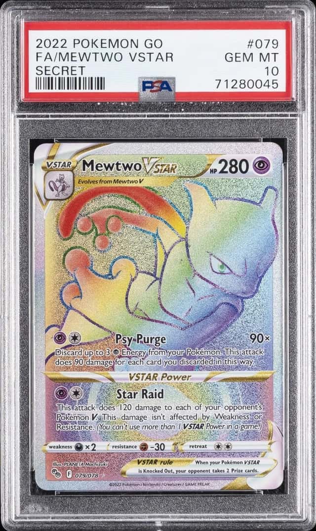 2022 POKEMON GO SECRET #079 FULL ART/MEWTWO VSTAR PSA 10