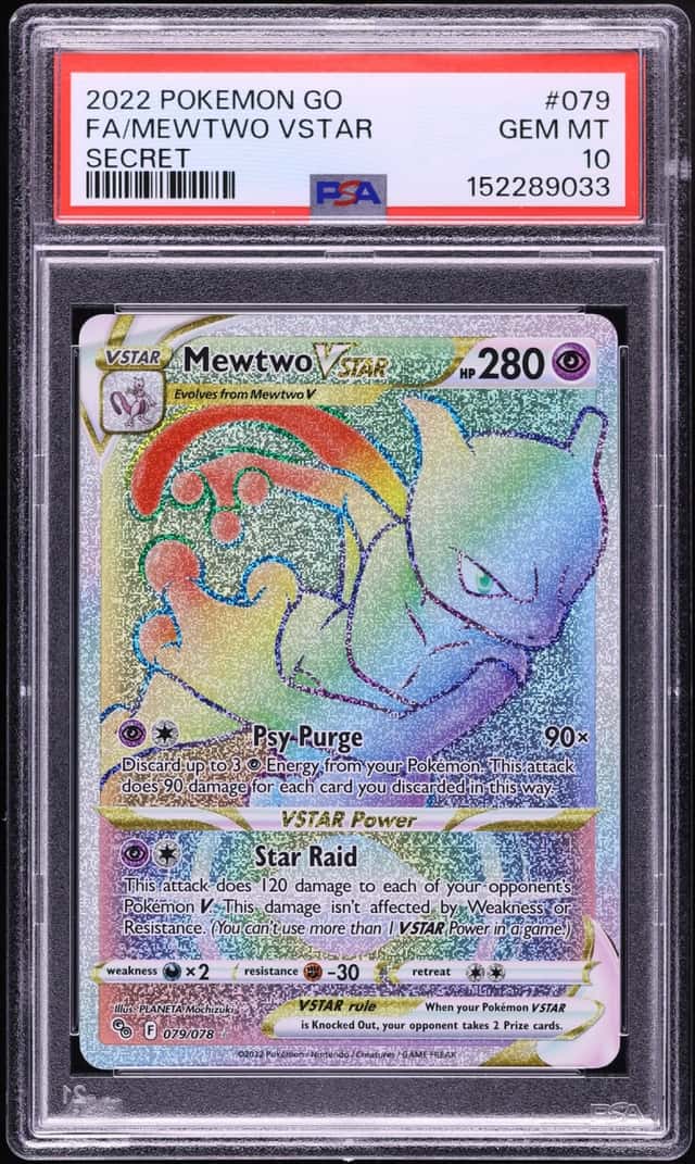 2022 Pokemon Sword & Shield GO Rainbow Rare Mewtwo VSTAR #79 PSA 10 GEM MINT