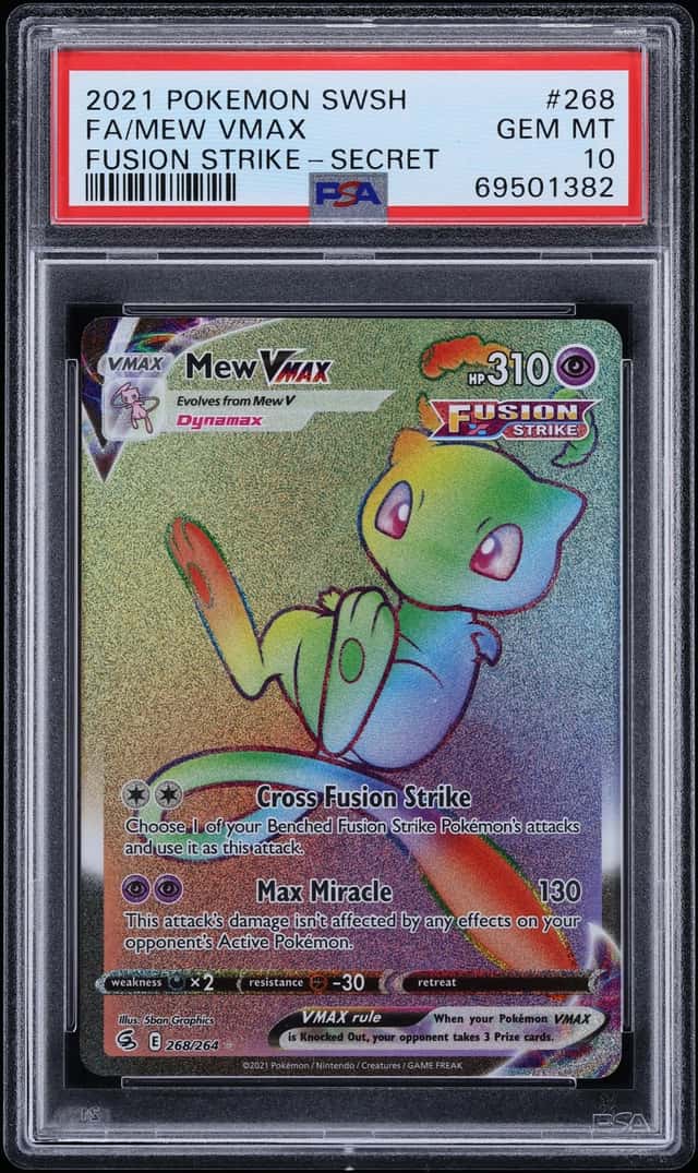 2021 Pokemon Sword & Shield Fusion Strike Rainbow Rare Mew VMAX #268 PSA 10 GEM MINT