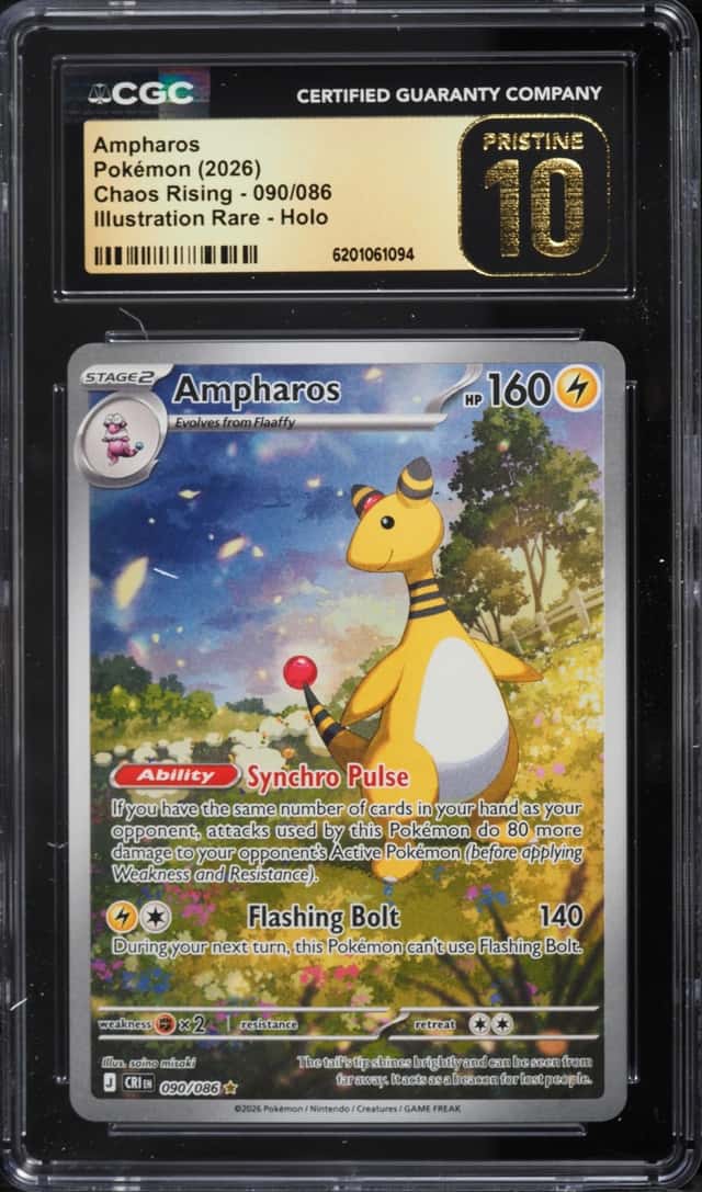2026 Pokemon Mega Evolution Chaos Rising IR Ampharos #90 CGC 10 PRISTINE