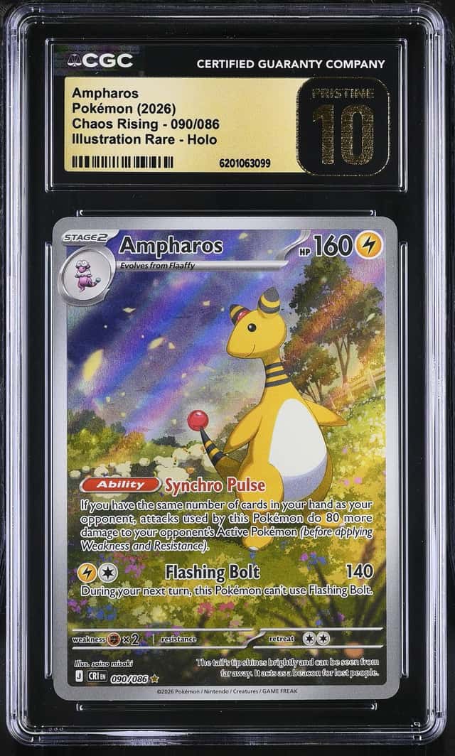 2026 Pokemon Mega Evolution Chaos Rising IR Ampharos #90 CGC 10 PRISTINE