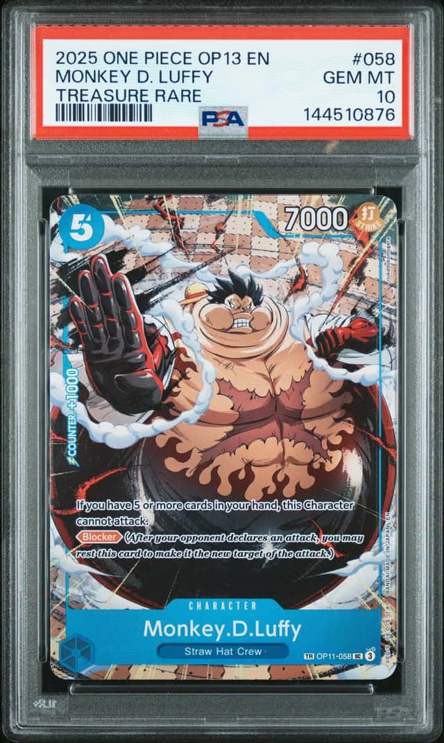 2025 One Piece Monkey D. Luffy Treasure Rare #OP11-058 PSA 10 GEM MINT