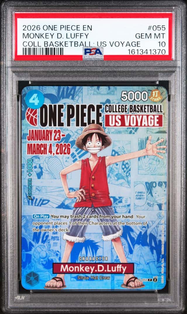 2026 ONE PIECE COLLEGE BASKETBALL: US VOYAGE PROMOS #055 MONKEY D. LUFFY PSA 10