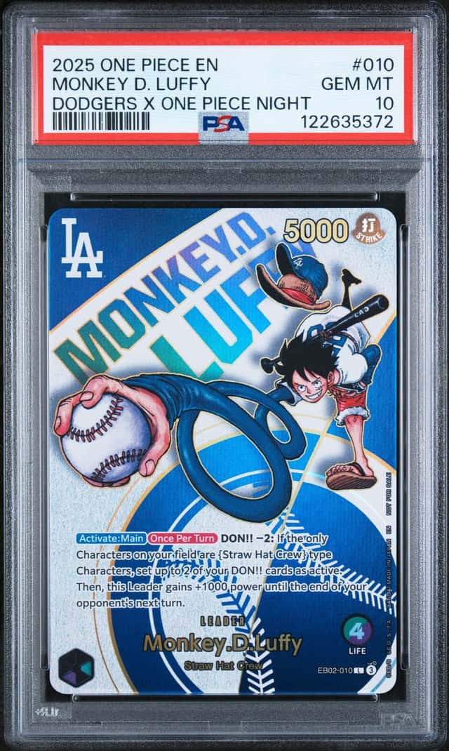 2025 One Piece X Los Angeles Dodgers Monkey D Luffy Promo #EB02-010 PSA 10