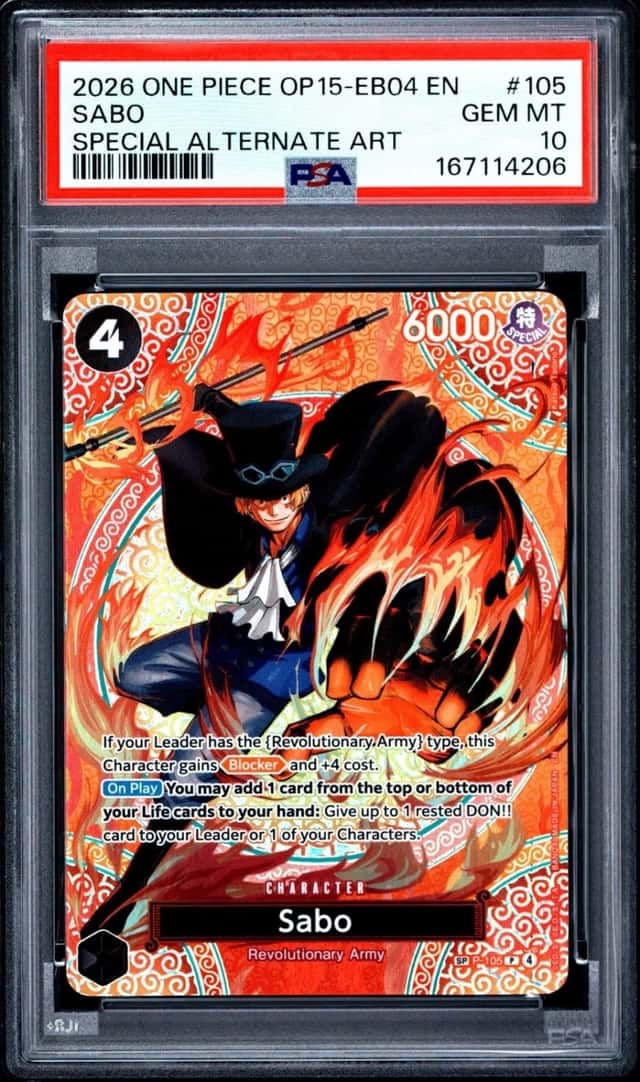 One Piece Sabo Special Alternate Art EB04 OP15-105 PSA 10 Gem Mint