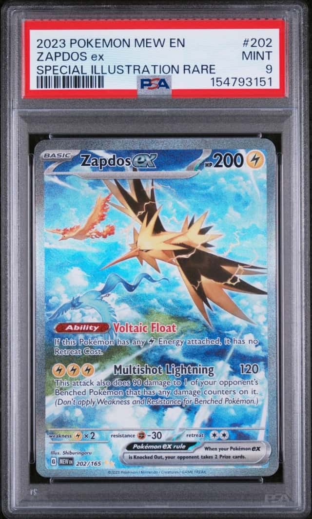 2023 POKEMON MEW EN-151 SPECIAL ILLUSTRATION RARE #202 ZAPDOS EX PSA 9