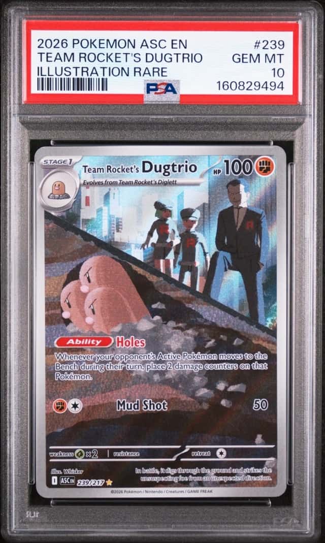 Pokemon Team Rocket's Dugtrio Ascended Heroes 239/82 Illustration Rare PSA 10