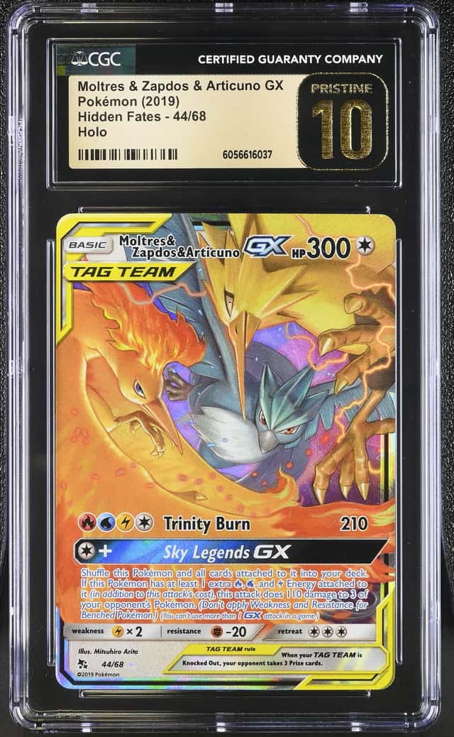 Pokemon Moltres & Zapdos & Articuno Gx Hidden Fates 44/68 Holo CGC 10 Pristine