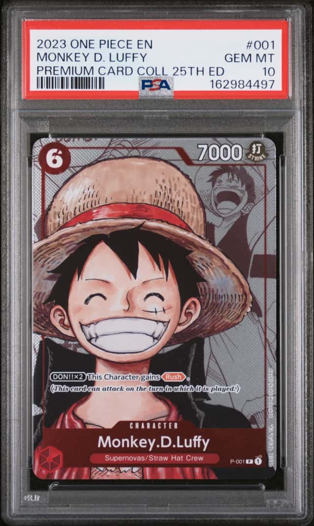 2023 ONE PIECE PREMIUM CARD COLLECTION 25TH EDITION #001 MONKEY D. LUFFY PSA 10