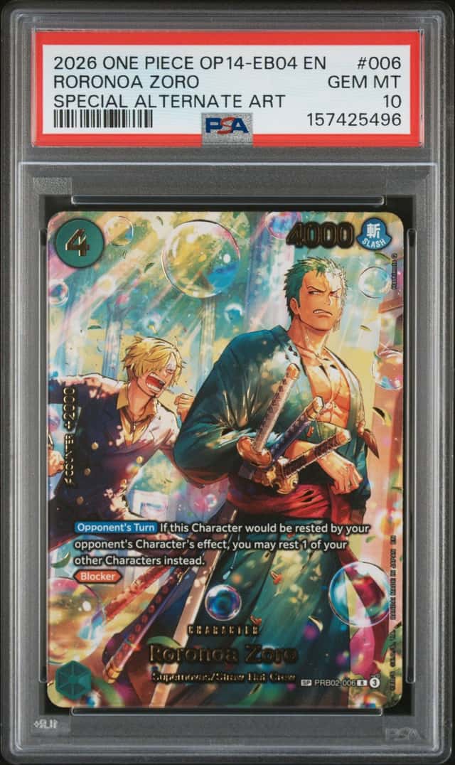 2026 ONE PIECE THE AZURE SEA'S SEVEN SPECIAL ALT ART #006 RORONOA ZORO PSA 10