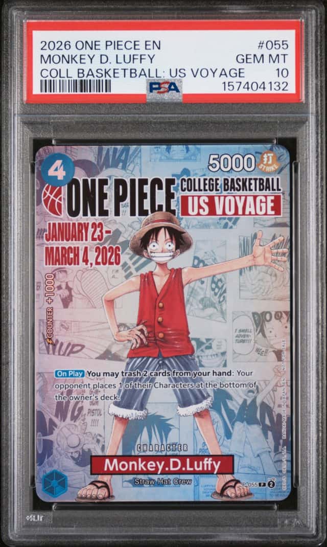 2026 ONE PIECE COLLEGE BASKETBALL: US VOYAGE #055 MONKEY D. LUFFY PSA 10