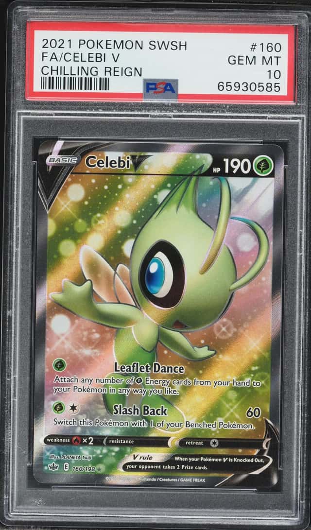 2021 Pokemon Sword & Shield Chilling Reign Full Art Celebi V #160 PSA 10 GEM MINT