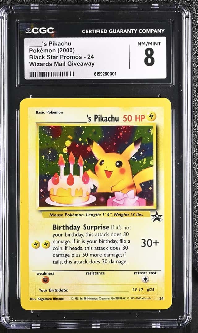 2000 Pokemon Black Star Promo Holo Birthday Pikachu #24 CGC 8 NM-MT