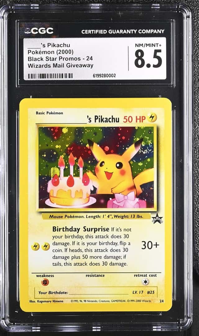 2000 Pokemon Black Star Promo Holo Birthday Pikachu #24 CGC 8.5 NM-MT+