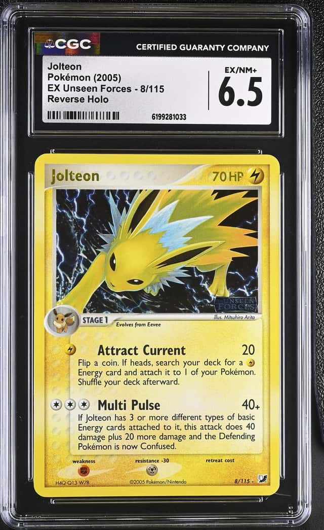 2005 Pokemon EX Unseen Forces Reverse Holo Jolteon #8 CGC 6.5 EXMT+
