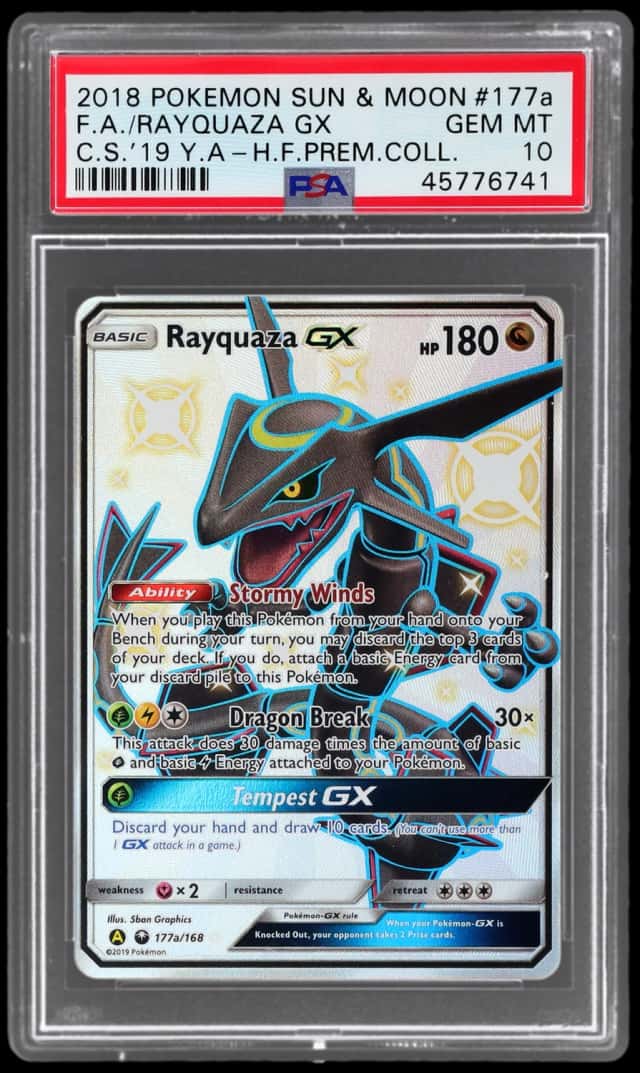 2018 Pokemon Sun and Moon Promo Hidden Fates Premium Collection Rayquaza Gx #177A