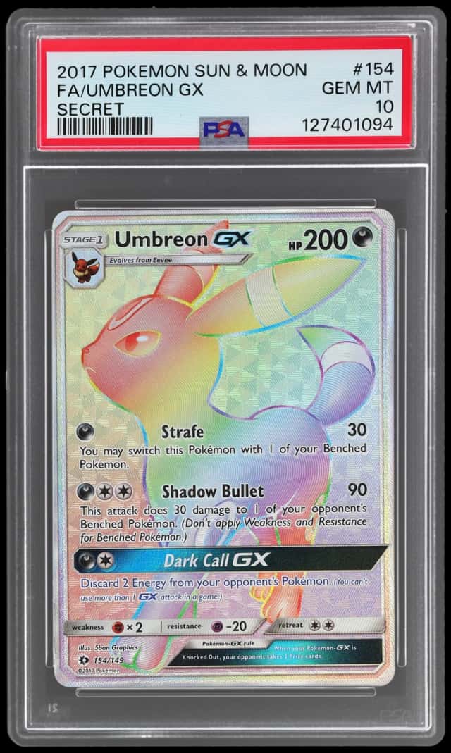 2017 Pokemon Sun and Moon Secret Umbreon Gx #154