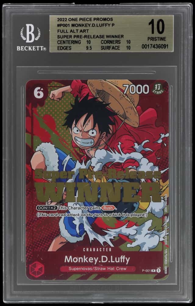 2022 One Piece Promos Super Prerelease Winner Monkey D. Luffy #P001