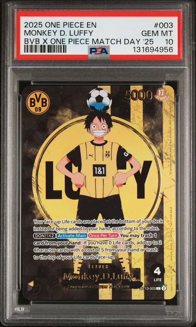 2025 One Piece BVB x One Piece Match Day #003 Monkey D. Luffy - PSA GEM MT 10