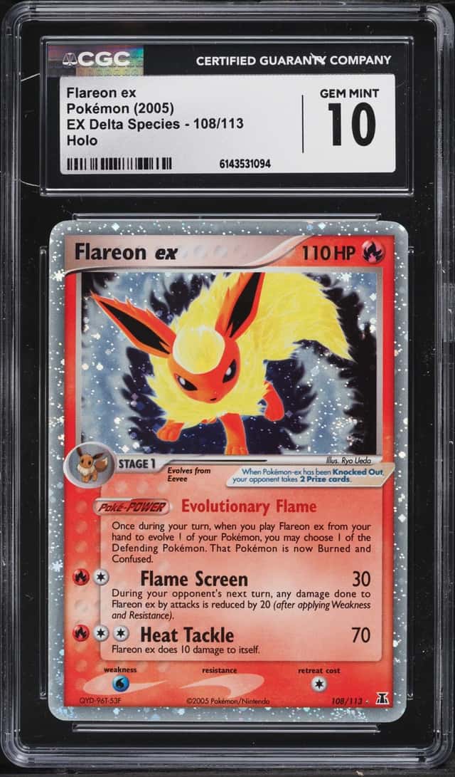 2005 Pokemon EX Delta Species Holo Flareon Ex #108 CGC 10 GEM MINT