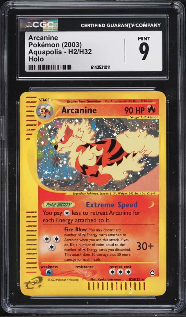 2003 Pokemon Aquapolis Holo Arcanine #H2 CGC 9 MINT
