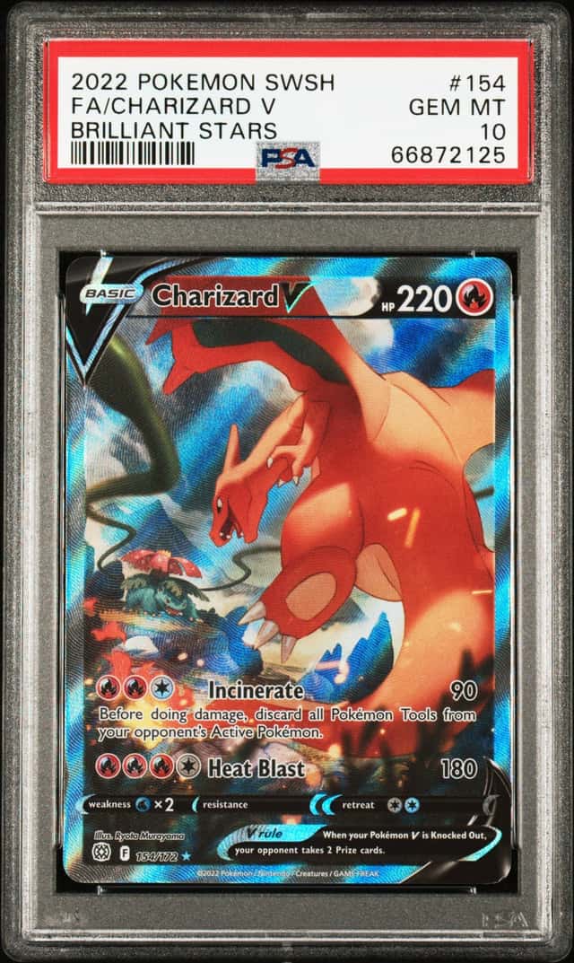 2022 Pokemon Sword & Shield Brilliant Stars Alt Art Charizard V #154 PSA 10 GEM MINT