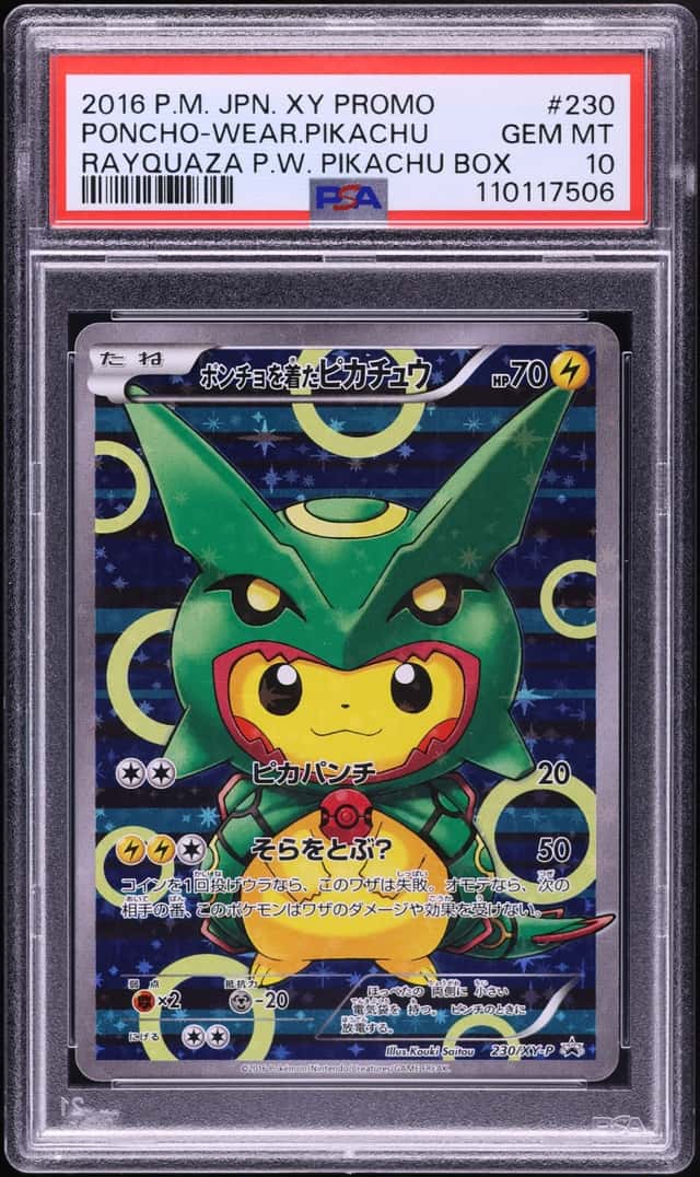 2016 Pokemon Japanese XY Promo Full Art Rayquaza Poncho Wearing Pikachu #230 PSA 10 GEM MINT