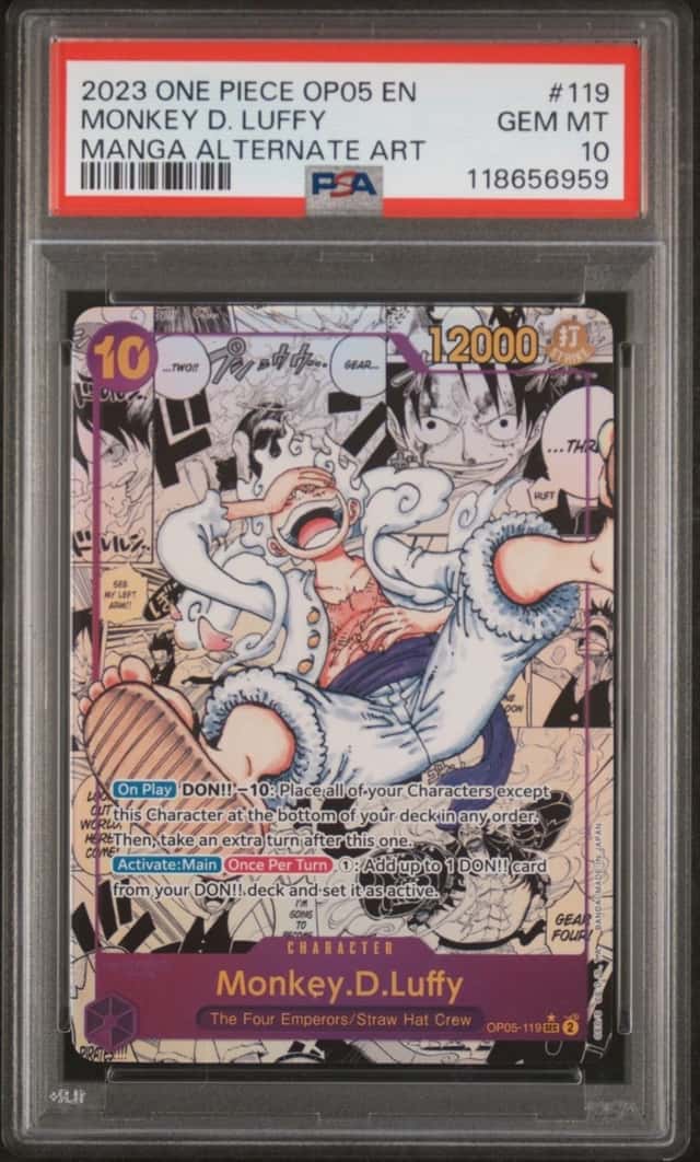 ONE PIECE MONKEY D. LUFFY MANGA ALT ART OP05-AWAKENING OF THE NEW ERA 119 PSA 10