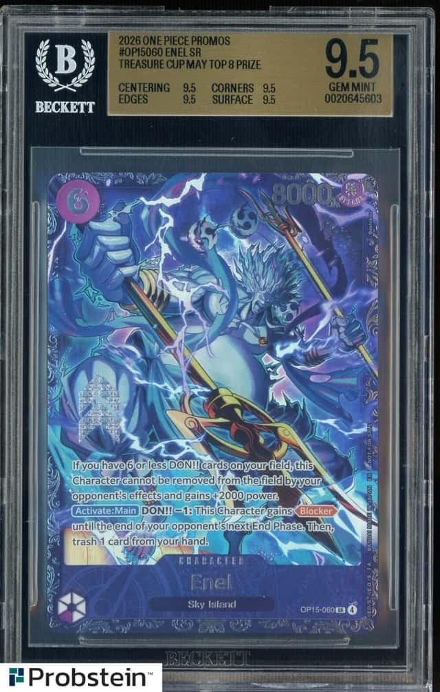 2026 One Piece Promos OP15060 Enel SR Treasure Cup May Top 8 Prize BGS 9.5