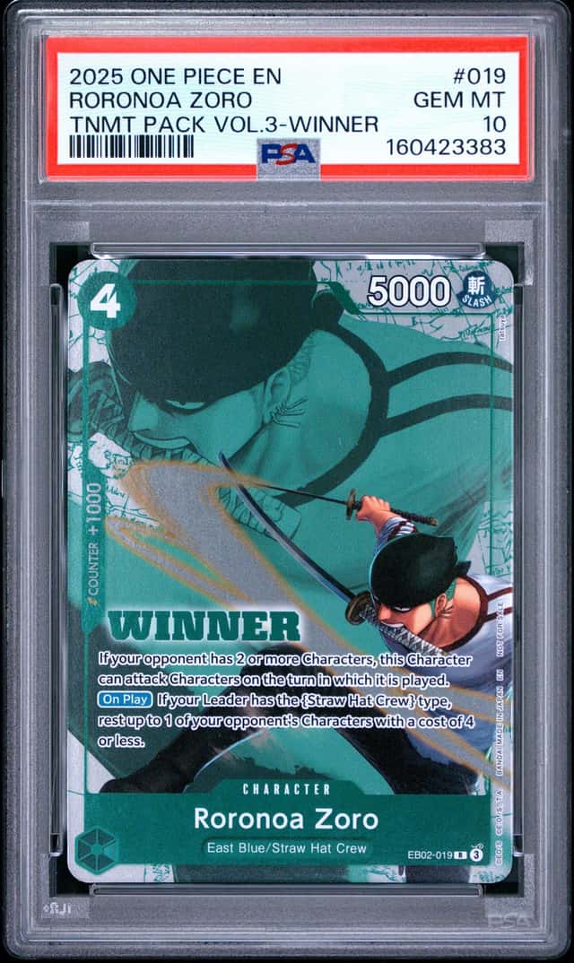 2025 ONE PIECE TOURNAMENT PACK VOL.3 WINNER #019 RORONOA ZORO PSA 10