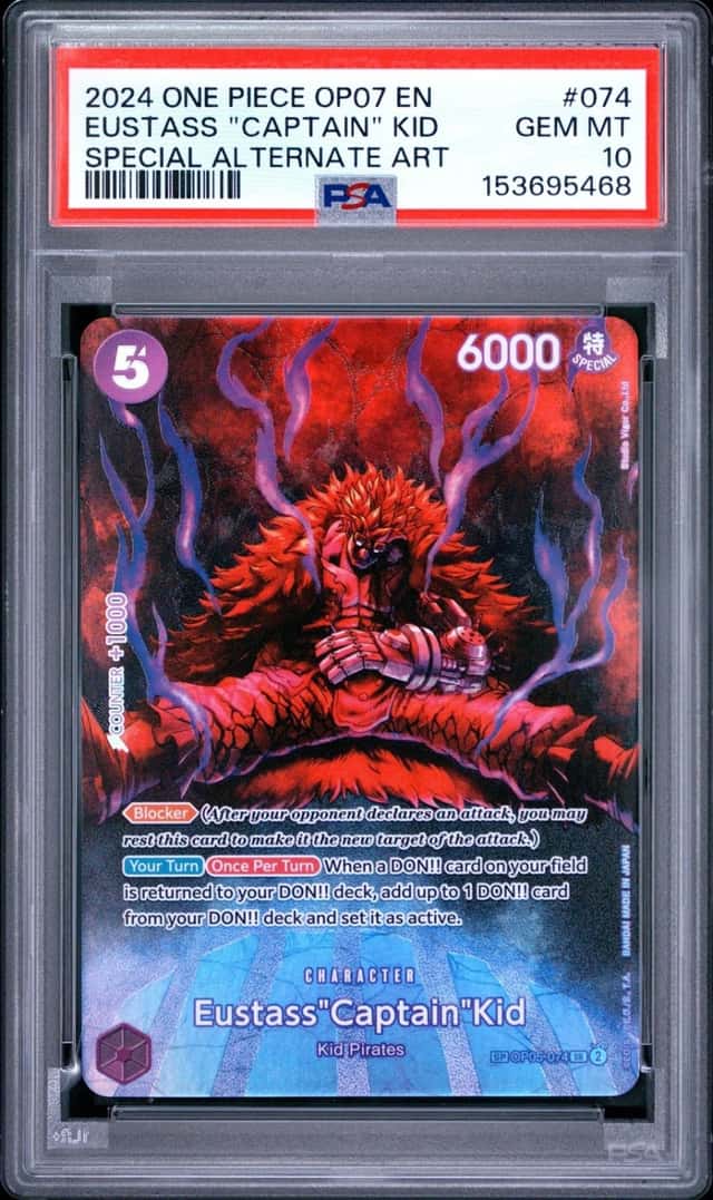 2024 ONE PIECE OP07-500 YEARS IN THE FUTURE #074 EUSTASS "CAPTAIN" KID PSA 10
