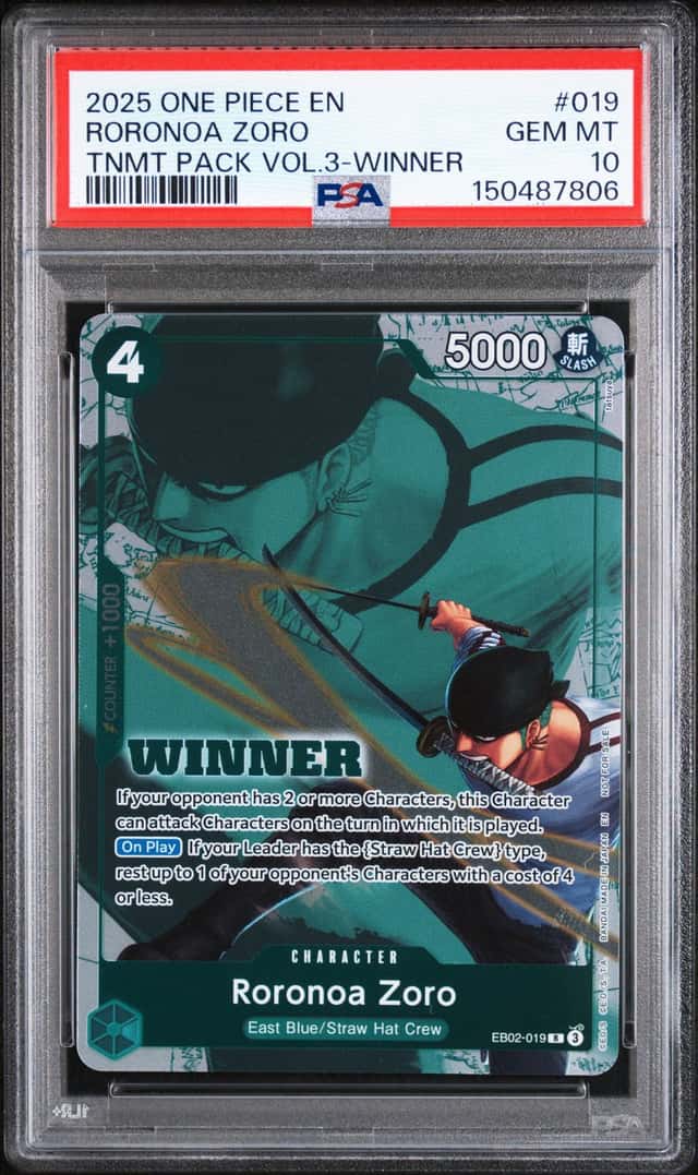 One Piece Roronoa Zoro Tournament Pk. Vol.3 019 Winner PSA 10 Gem Mint