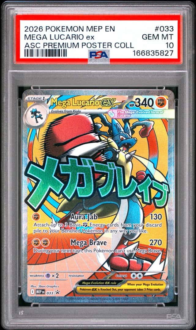 2026 Pokemon ME Ascended Heroes Premium Poster #033 Mega Lucario ex PSA 10
