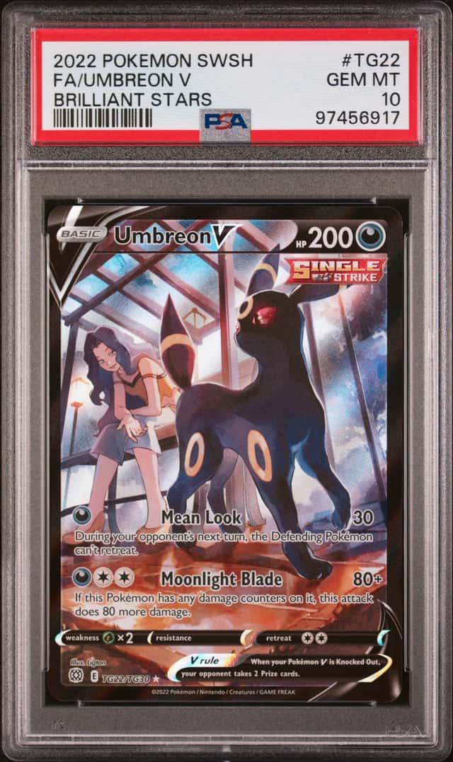 2022 Pokemon SWSH Brilliant Stars Umbreon V Trainer Gallery #TG22/TG30 PSA 10