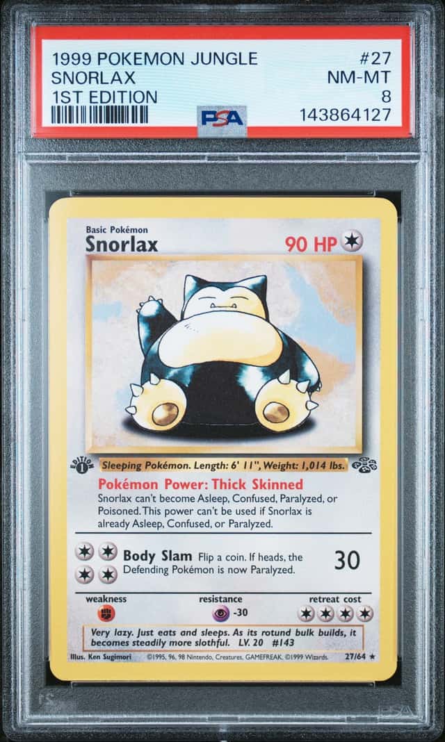 POKEMON SNORLAX 1999 JUNGLE #27 1ST EDITION PSA 8