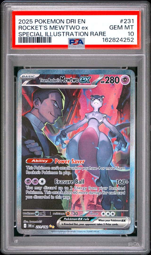 2025 POKEMON DRI SPECIAL ILLUSTRATION RARE #231 TEAM ROCKET'S MEWTWO EX PSA 10