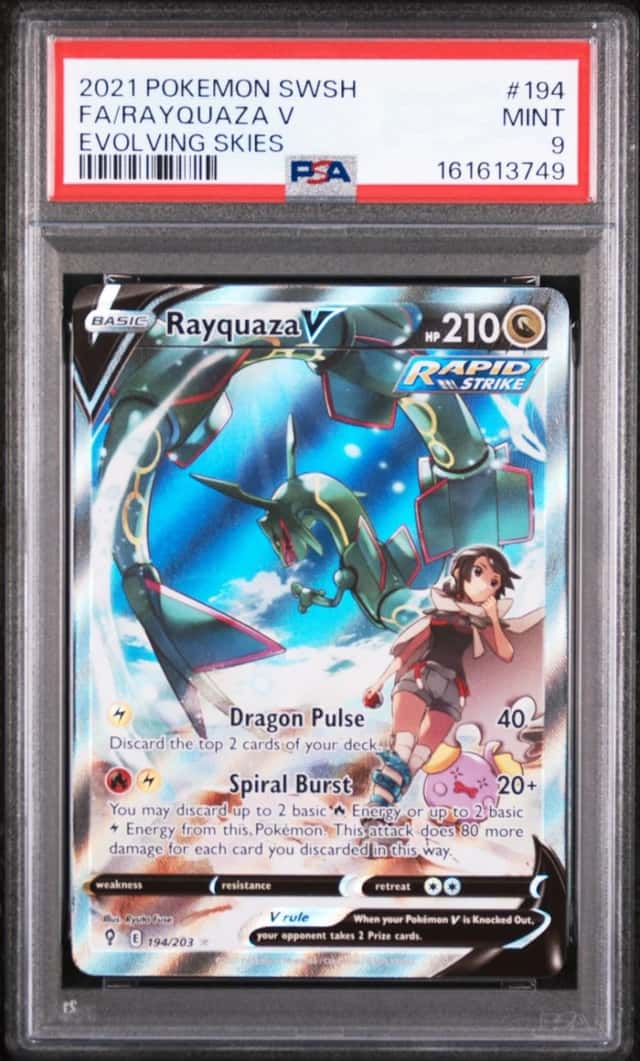 2021 POKEMON SWORD & SHIELD EVOLVING SKIES #194 FULL ART/RAYQUAZA V PSA 9