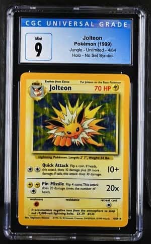 CGC 9 Pokemon Jolteon 4/64 Jungle Unlimited Holo No Set Symbol 1999