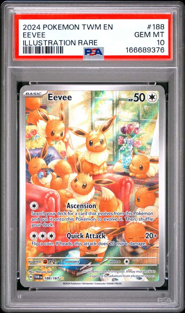 Pokemon TCG PSA 10 Eevee 188/167 Sv06 Twilight Masquerade IR Holo EN