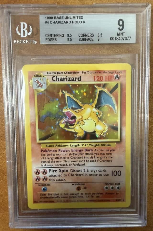 Pokemon 1999 Base Set Charizard Holo  BGS 9 , 9.5 Sub grades Mint English 
