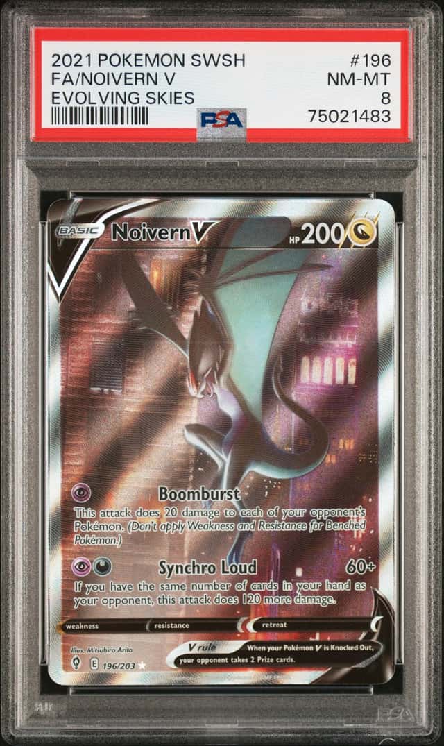 2021 POKEMON. SWSH EVOLVING SKIES FA #196 NOIVERN V PSA 8 
