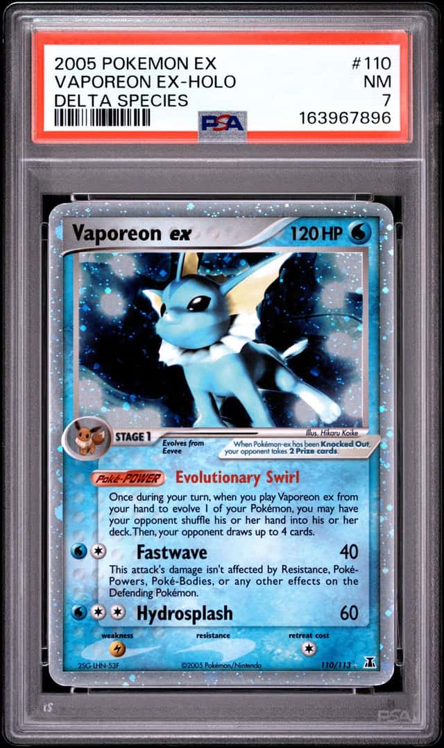 Pokemon 2005 EX Delta Species Vaporeon ex 110/113 Holo PSA 7