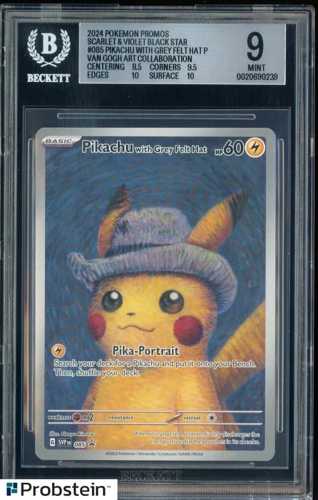 2023 Pokemon SVP EN Pokemon X Van Gogh #085 Pikachu with Grey Felt Hat BGS 9