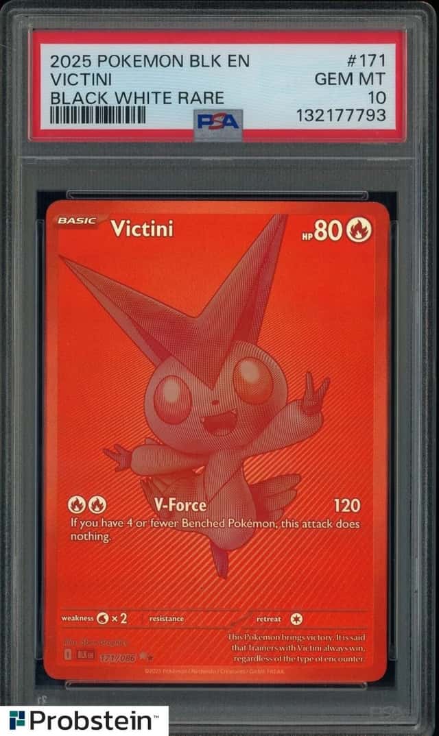 2025 Pokemon BLK EN Black Bolt Black and White Rare #171 Victini PSA 10 GEM MINT