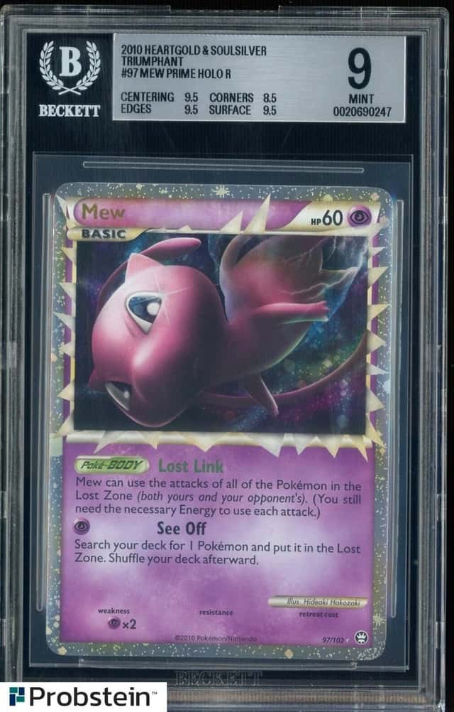 2010 Pokemon Heartgold & SoulSilver HG SS Triumphant #97 Mew Prime Holo BGS 9