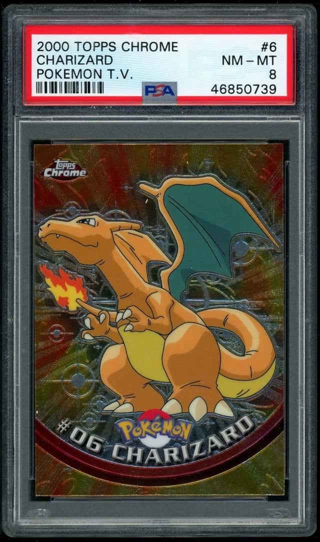 2000 TOPPS CHROME CHARIZARD POKEMON T.V. #6 PSA 8