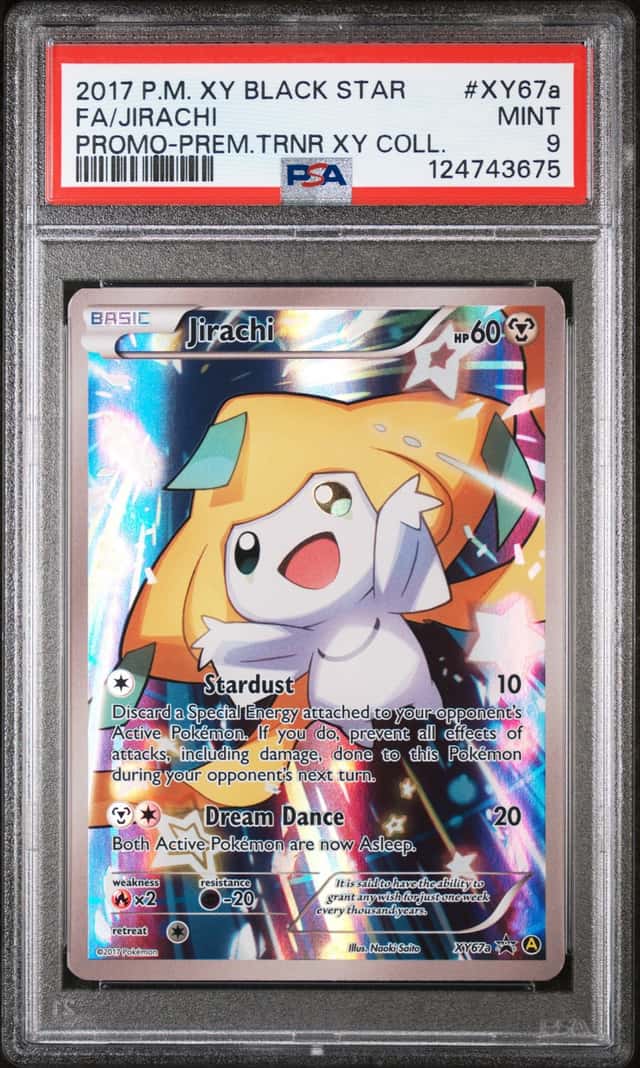 POKEMON /JIRACHI 2017 XY BLACK STAR PROMO #XY67A PREM.TRNR XY COLL. FA PSA 9
