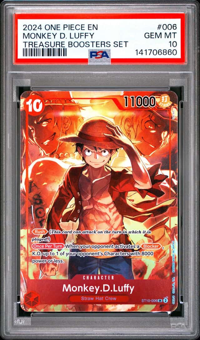 2024 ONE PIECE PROMOS 006 MONKEY D. LUFFY TREASURE BOOSTERS SET GEM MT 10